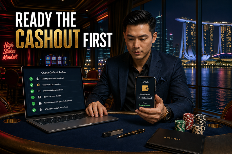 Best Casino Singapore Sites for Same-Day Withdrawals and Crypto Cashouts Player checking KYC network bonus and wallet details before a crypto withdrawal